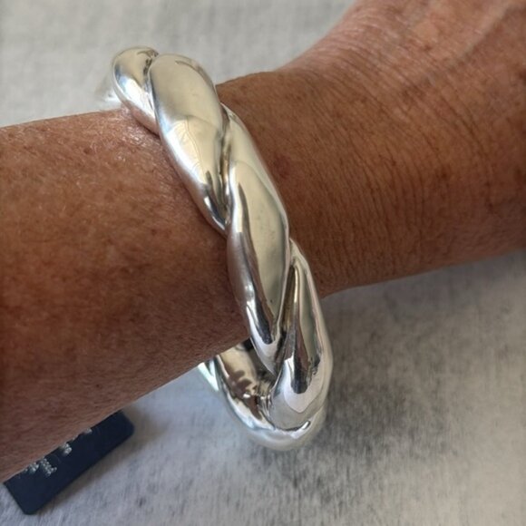 E&L Sterling Silver Electroform Statement Twisted Bangle Bracelet Israel - Picture 9 of 12